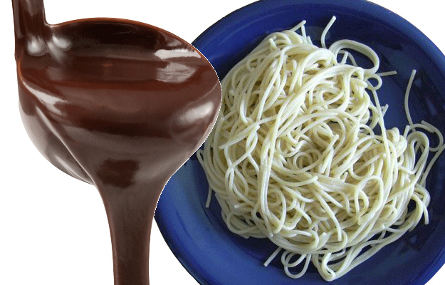 The noodles are just a vehicle for the chocolate sauce, really. A delicious vehicle.