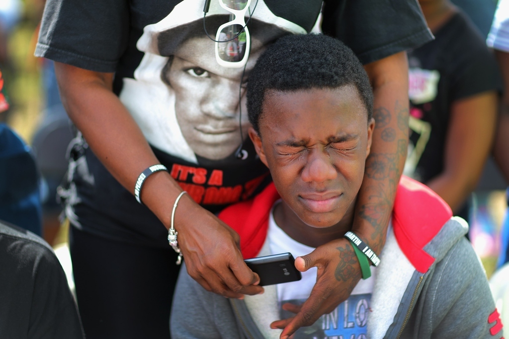 Demetrius Martin cries as he remembers his brother, Trayvon Martin.