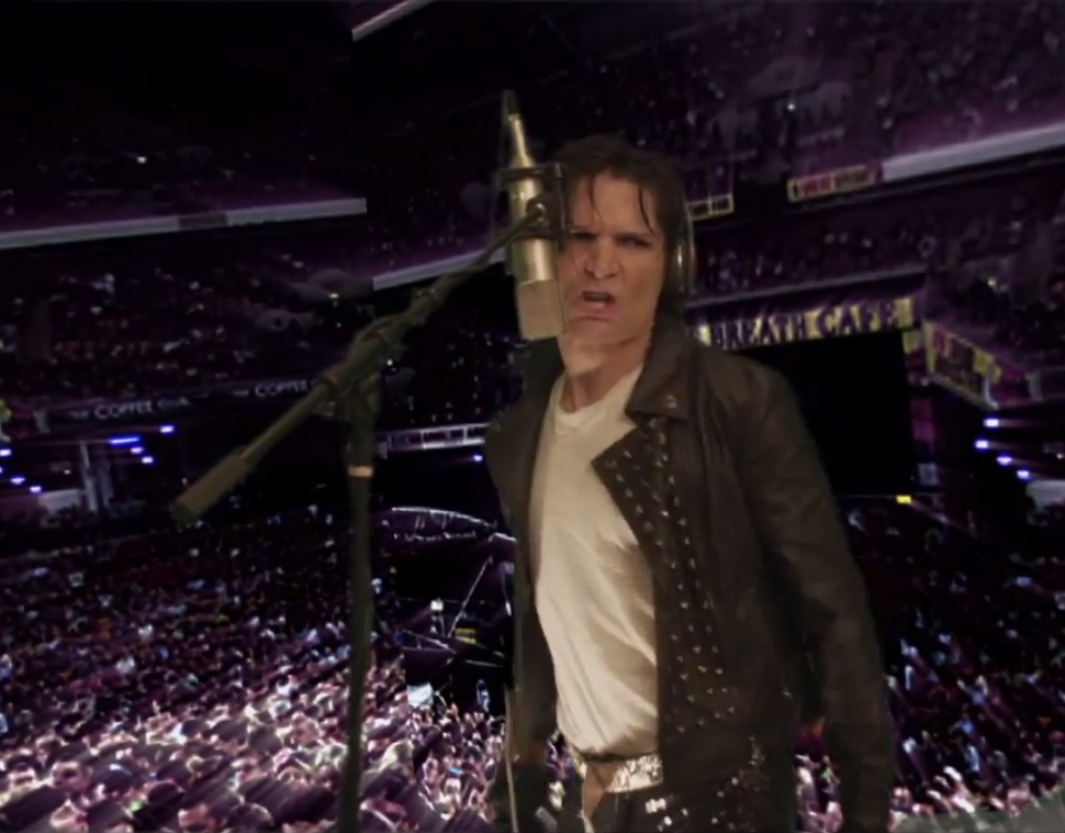 Sometimes you just have to sing out your feelings to a photo of a bunch of people in an arena.