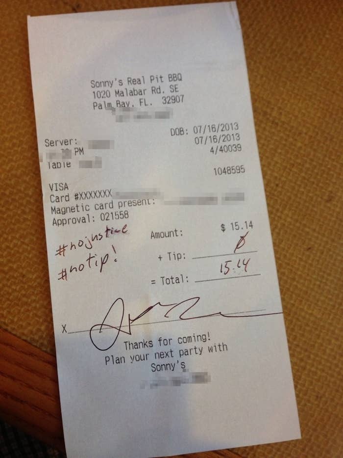 writing tip on receipt