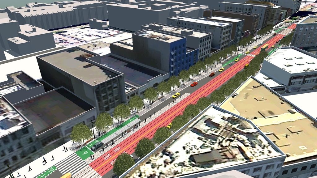 The city is looking for the public's feedback on 3 new design options for Market Street to improve pedestrian, cyclist and transportation activity on the city's central artery.