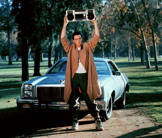 Obviously he would be there to profess his love for you, and to blast "In Your Eyes" by Peter Gabriel. What else?As seen in Say Anything (1989).