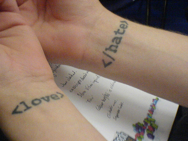 Oh...wait. Start love, end hate. I get it.