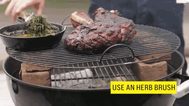 His herb brush is made from rosemary, sage, and thyme. Watch the rest of this awesome video here.