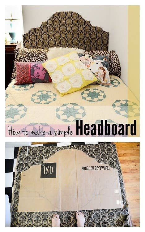 This super easy headboard is made from stuff you probably have lying around and makes a standard dorm bed look much more luxurious.Learn how to make it here.