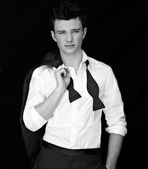 Chris is obviously too adorable to be bothered by tying his bow tie!