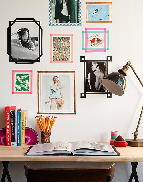 Hang your photos and dorm posters with washi tape.