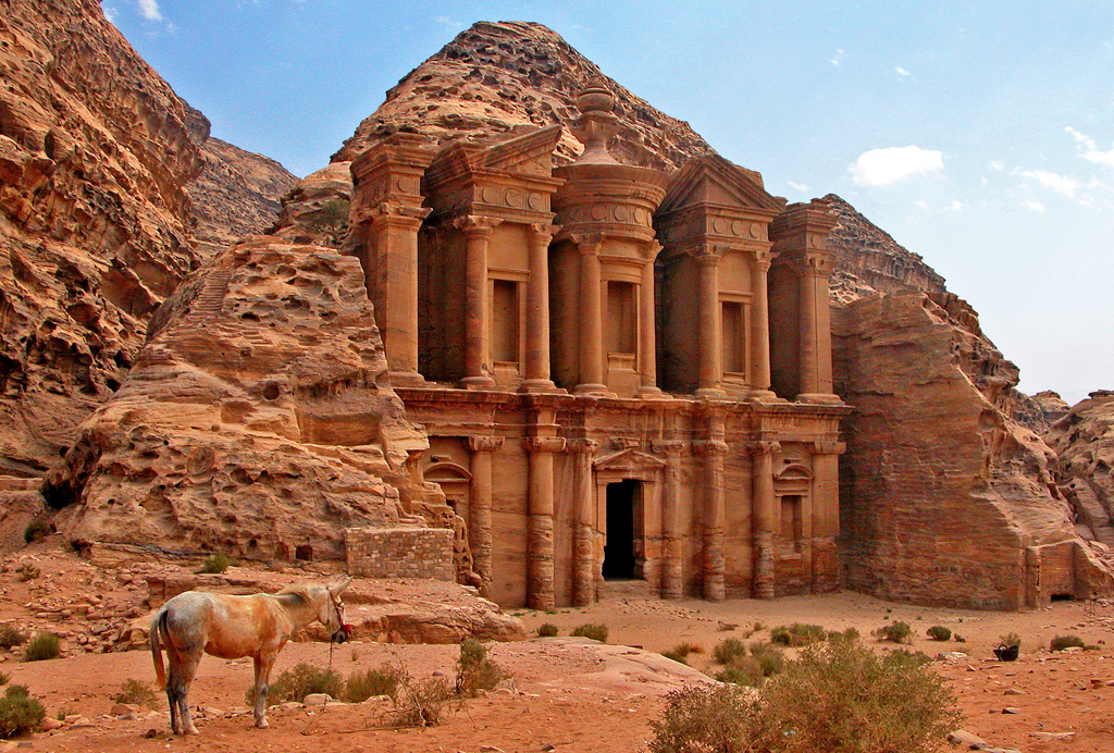 Believed to have been established around 312 BC, what remains of the Rose City of Petra is an impressive group of buildings carved directly into the flank of Jebel al-Madhbah.
