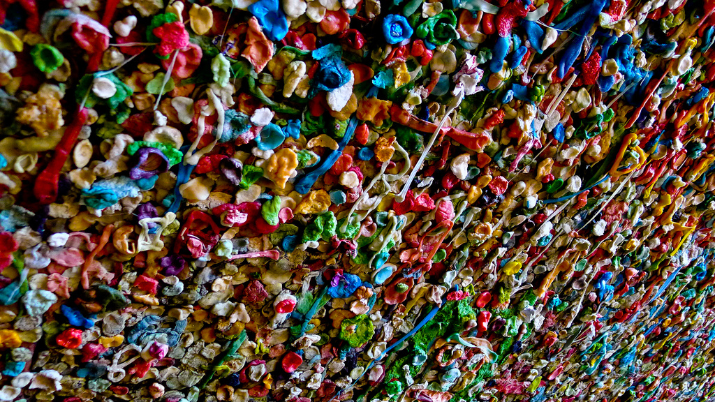 All right, so maybe it's a little gross, but the Market Theater Gum Wall is a local landmark in downtown Seattle. This vibrant and germ-filled sight is on Post Alley under Pike Place Market.