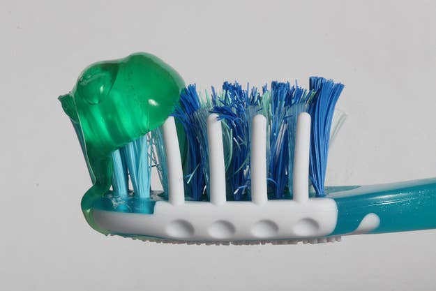 You only need to use a pea-sized amount of toothpaste for effective cleaning. Most ads feature globs of toothpaste the size of the brush because a.) it looks nice and b.) it makes you use up more toothpaste.