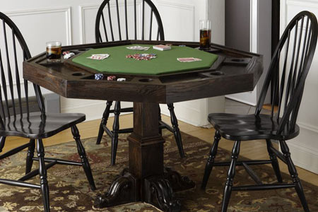 This charming transformer (See what we did there?) goes from a flat dining surface to a sharp game table justlikethat. (No spaces.) Build it because...poker. Just poker. Here's how to do it