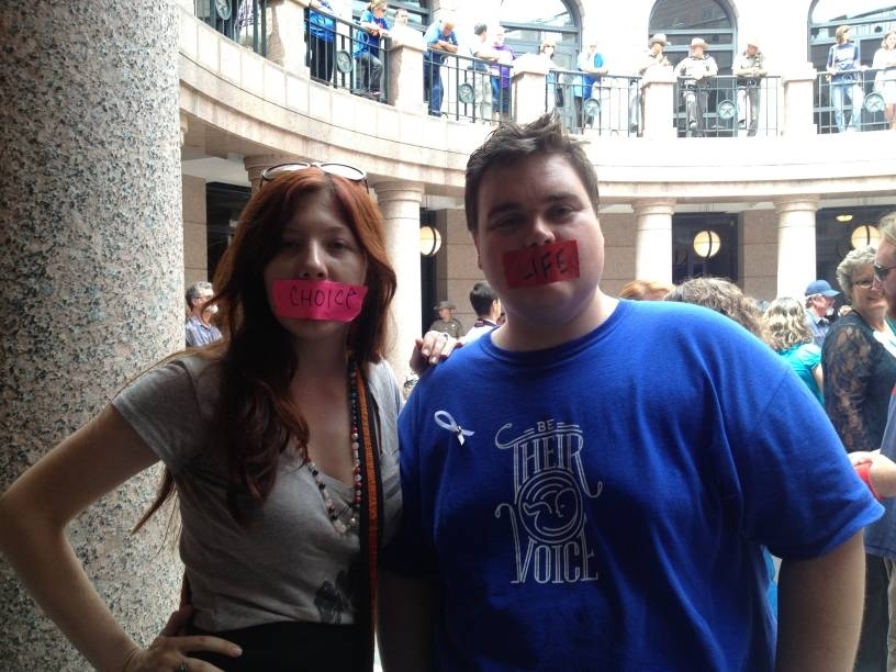 Don't let the tape fool you. There were even times of free and open debate among protesters and supporters.
