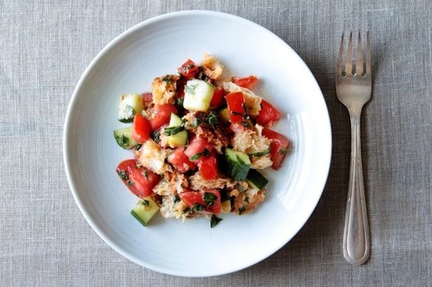 When you're too lazy to get out your blender to make gazpacho, direct your tomatoes to this salad instead. Get the recipe at Food52.