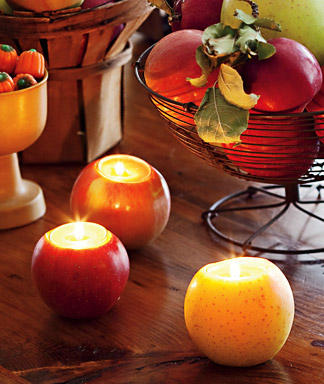 Cut a small section in the top half of the apple-- enough room to fit a tealight. I personally plan to try this out soon and cannot wait for the smell!