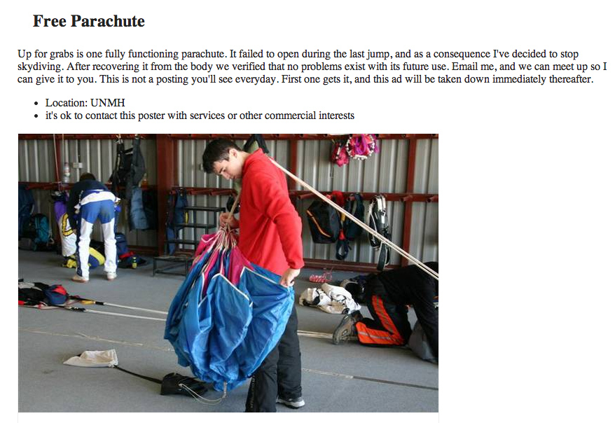 Because everyone needs to experience a broken parachute every once in a while....