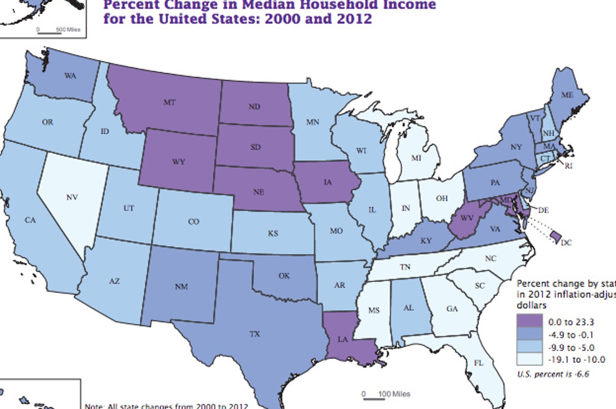 A Map Of The States Where Income Is Actually Rising