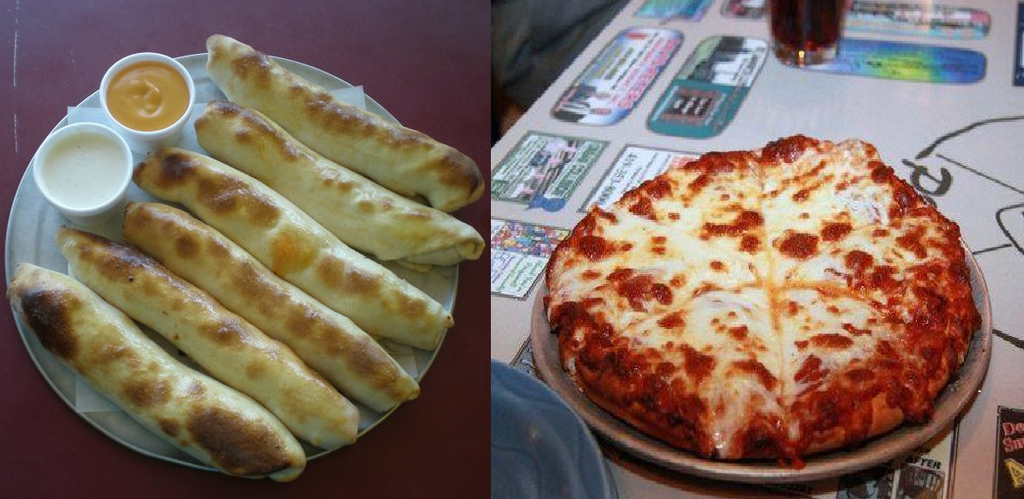 Stuffed Bread Sticks or Piping Hot Pizza? The "Sophie's Choice" of college food. This debate may never be solved in civilized conversation, usually ends with a chair being thrown. But we will drive over 2 hours just to taste them. And the Home made ranch dressing? I think people have sold their first born for a pint!
