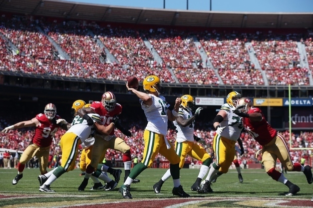 The San Francisco 49ers during the first quarter at Candlestick Park on September 8, 2013.