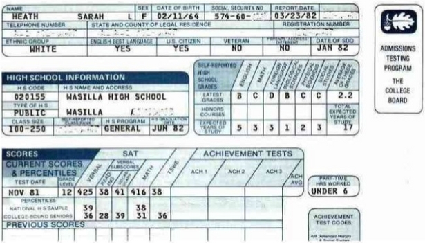 We can't be sure if it's real, but it's real embarrassing if so. 425 verbal? Ouch.