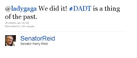 Obviously, Lady Gaga was the first person Harry Reid told.