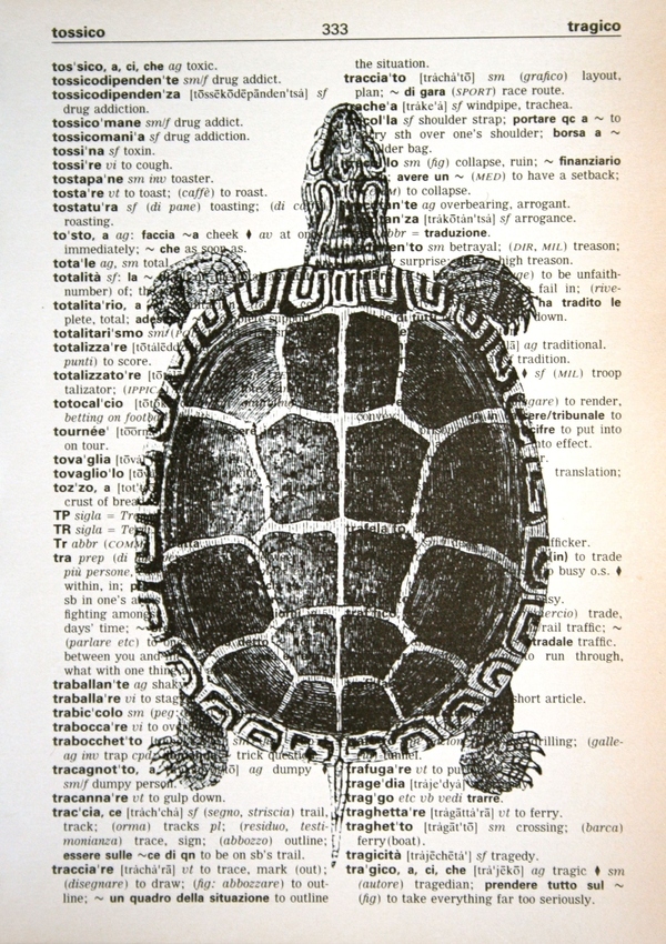 Not only is this a great way to save paper, but the effect is pretty neat too. If you're charmed by the turtle, you can find it here.