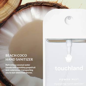 Touchland Power Mist successful  Beach Coco scent, featuring notes of coconut, grapefruit, and cedarwood