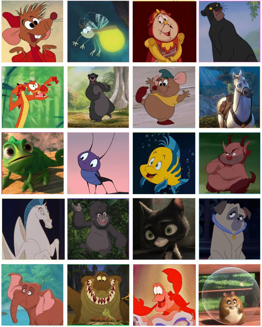 Los animales amigos de las Princesas de Disney