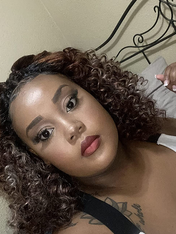 A reviewer's makeup after using the NYX setting spray