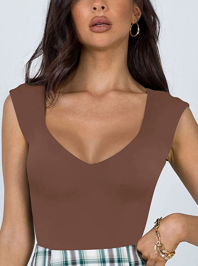 close-up bodysuit v-neck coklat