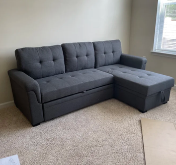 reviewer photo of gray L-shaped couch