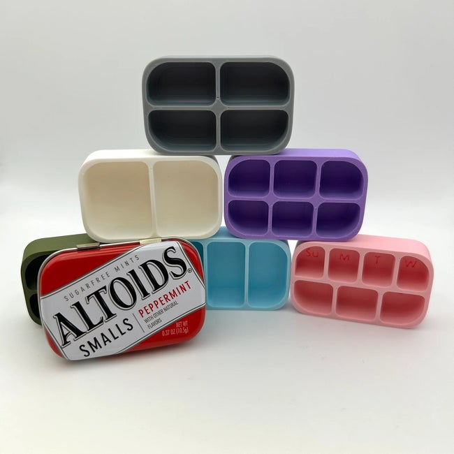 Altoids tin with small compartments filled with supplies