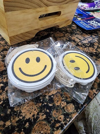 flat smiley face sponges 