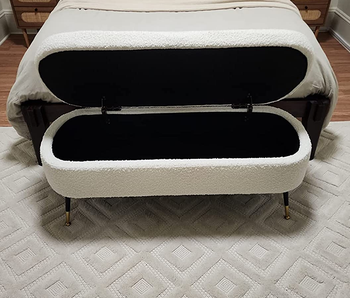 same bench open to show the storage