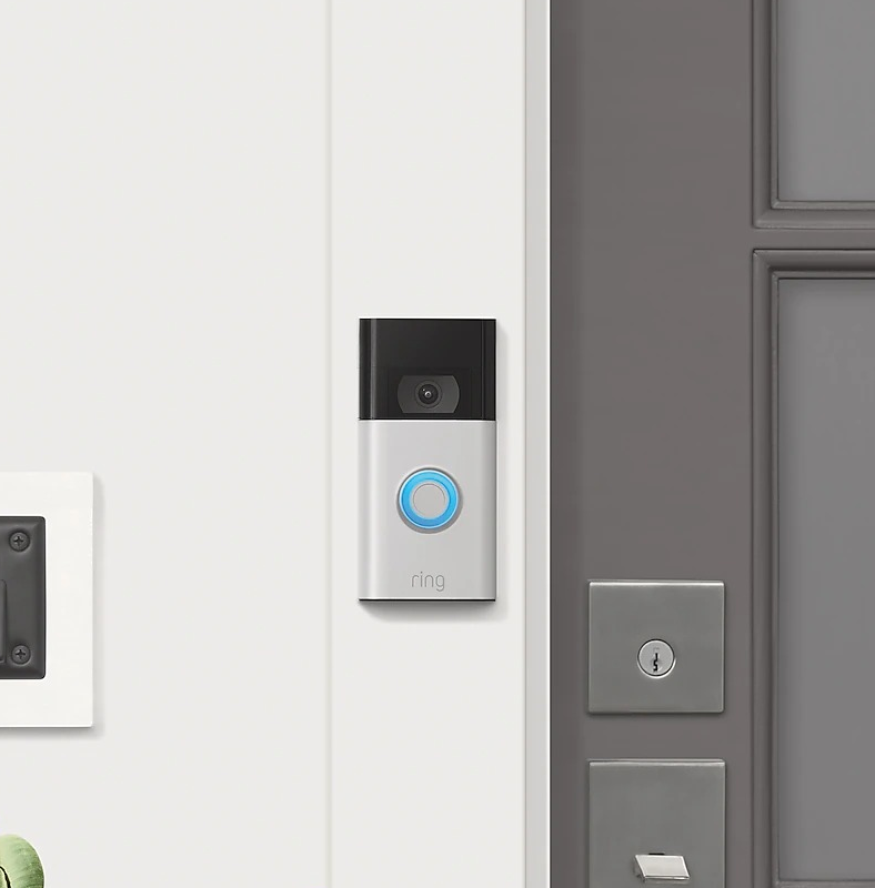 the rectangle ring doorbell next to a door
