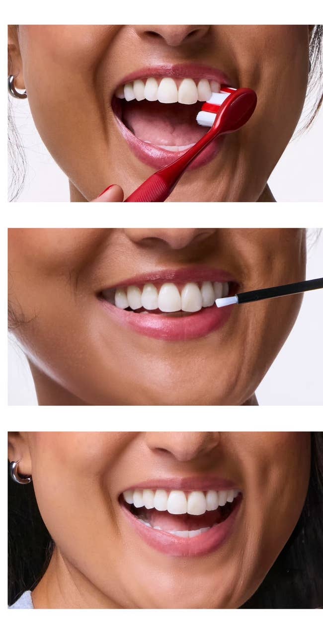 Brush & Dry, Paint & Wait, Whiten. Includes usage details for effectual results implicit 7 days