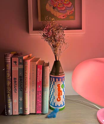 Vase styled on a bookshelf 