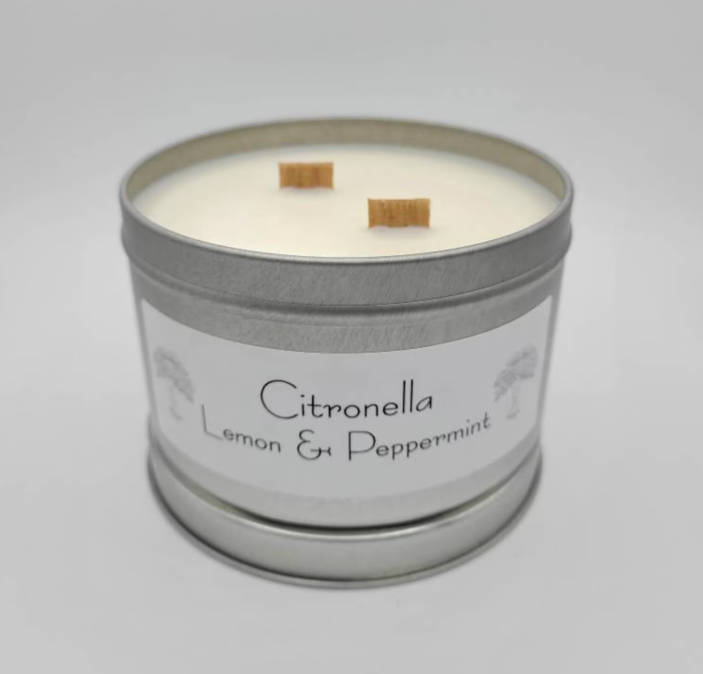 the citronella, lemon, and peppermint candle