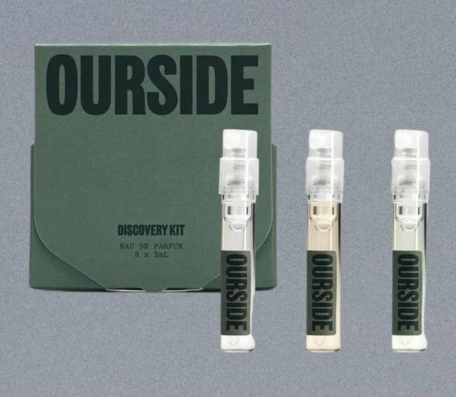 Three perfume illustration vials labeled