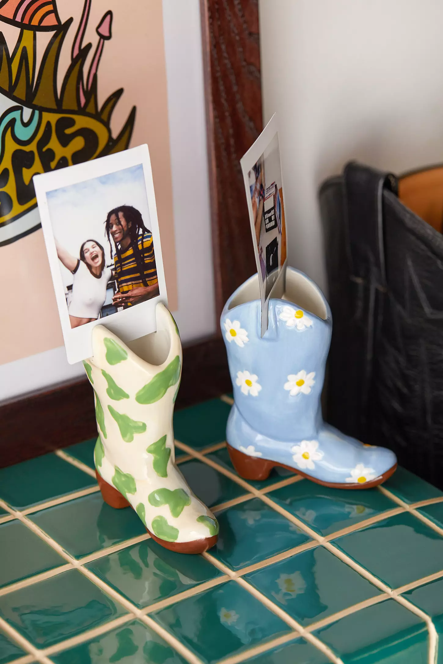 patterned tiny cowboy boots with ridges to fit a photo in 