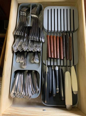 another reviewer showing the silverware sorter in an RV drawer