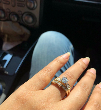 a reviewer wearing the ring set