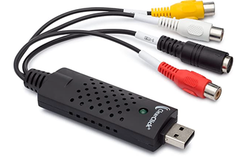 Close up of the cable with HDMI and four other cords attached