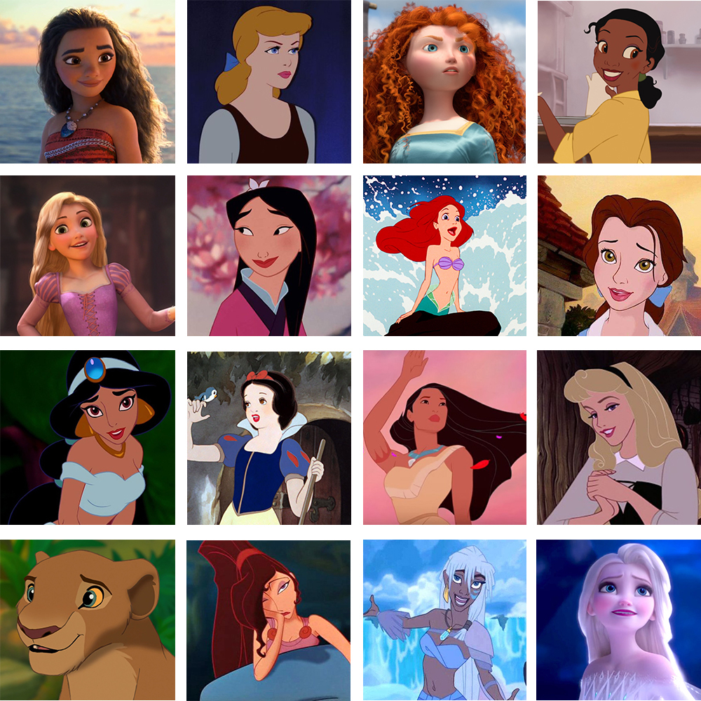 all disney princesses collage