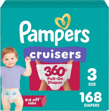 360° pull-on diaper, easy-off tabs, size 3, 168 count