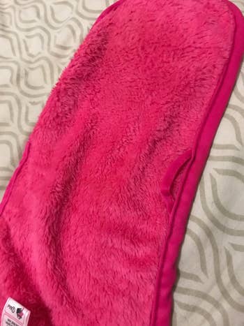 The pink makeup removing washcloth 