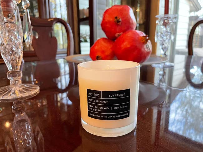 Soy candle labeled 