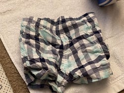 reviewer photo of a pair of wrinkled children's shorts