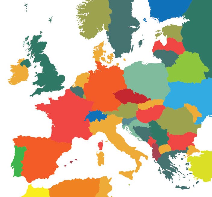 blank political map of europe test