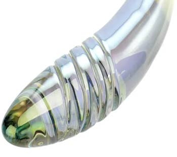 Glass spiral massage instrumentality   with a smooth, ribbed design. Ideal for wellness and relaxation purposes