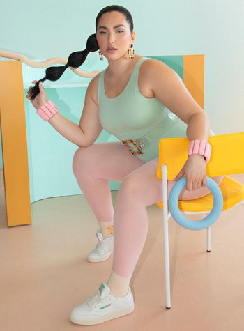 model wearing the pink bala bangles on their wrists